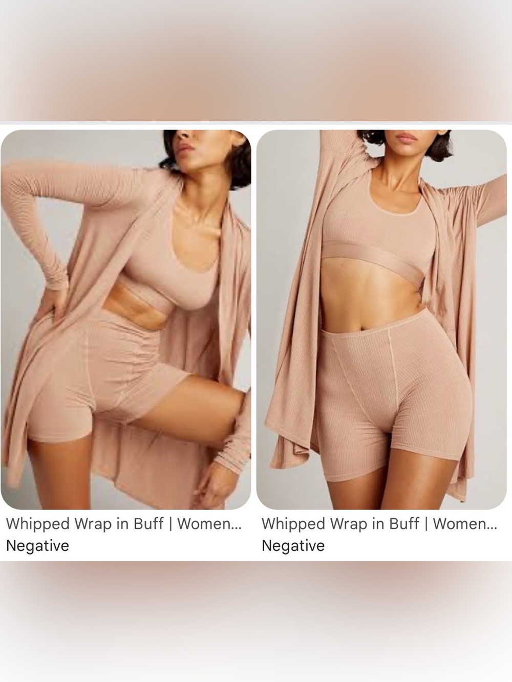 Negative whipped mini wrap robe in Buff